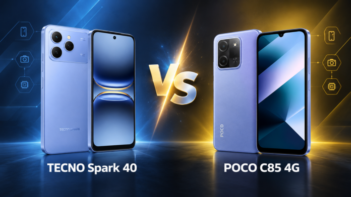 مقارنة هاتف TECNO Spark 40 مع POCO C85 4G في الجزائر